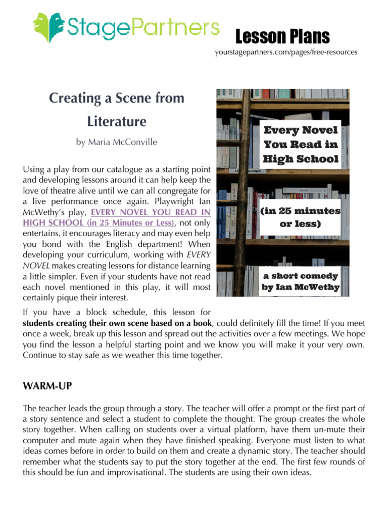 Lesson plan creating a scene from literature 2 pdf play theatre