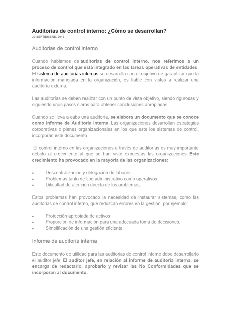 Auditorias de Control Interno (ISO 19011) | PDF | Auditoría | Contralor