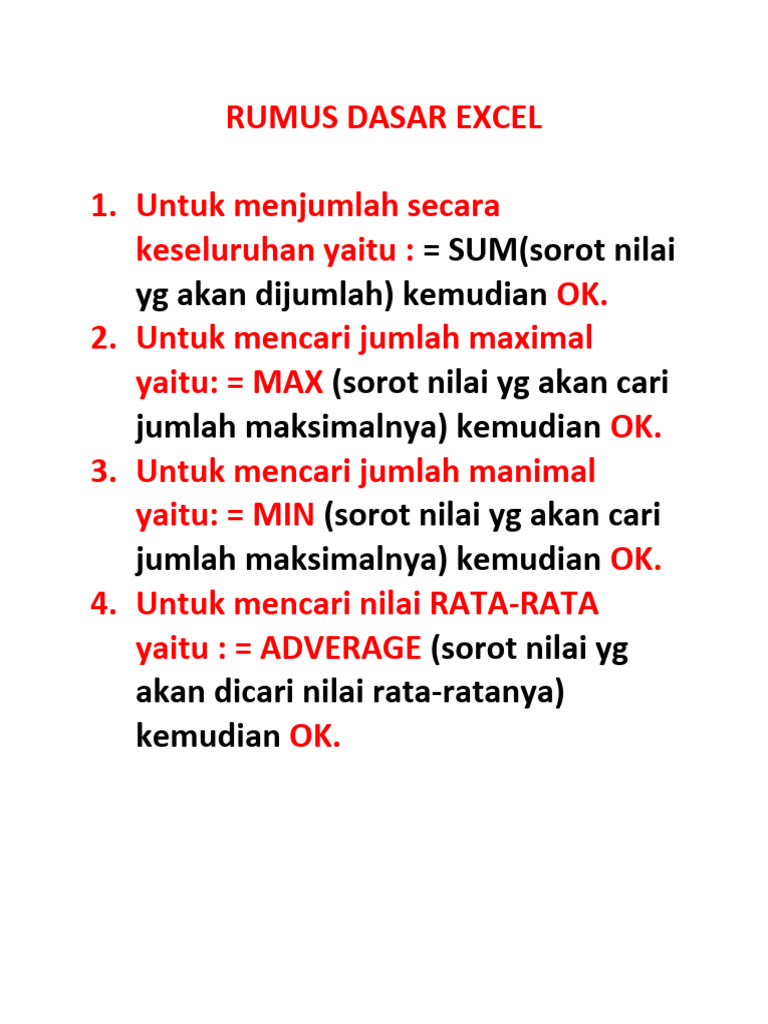 Rumus dasar excel pdf