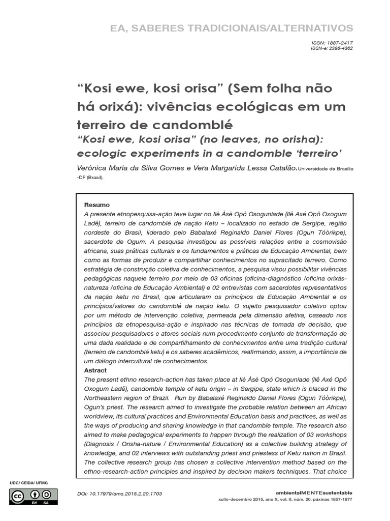 Experimentos Ecológicos no Candomblé | PDF | Interdisciplinaridade ...