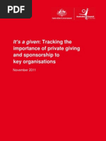 It's A Given: Tracking The Importance of Private Giving and Sponsorship To Key Organisations (2010)