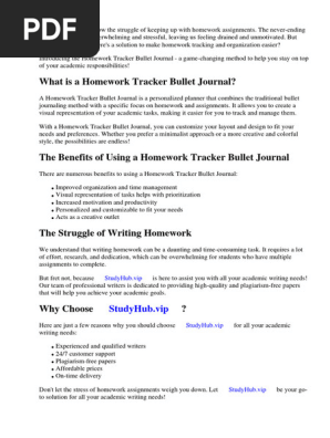Homework Tracker Bullet Journal