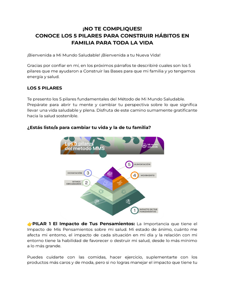 Mi Mundo Saludable - Los 5 Pilares | PDF