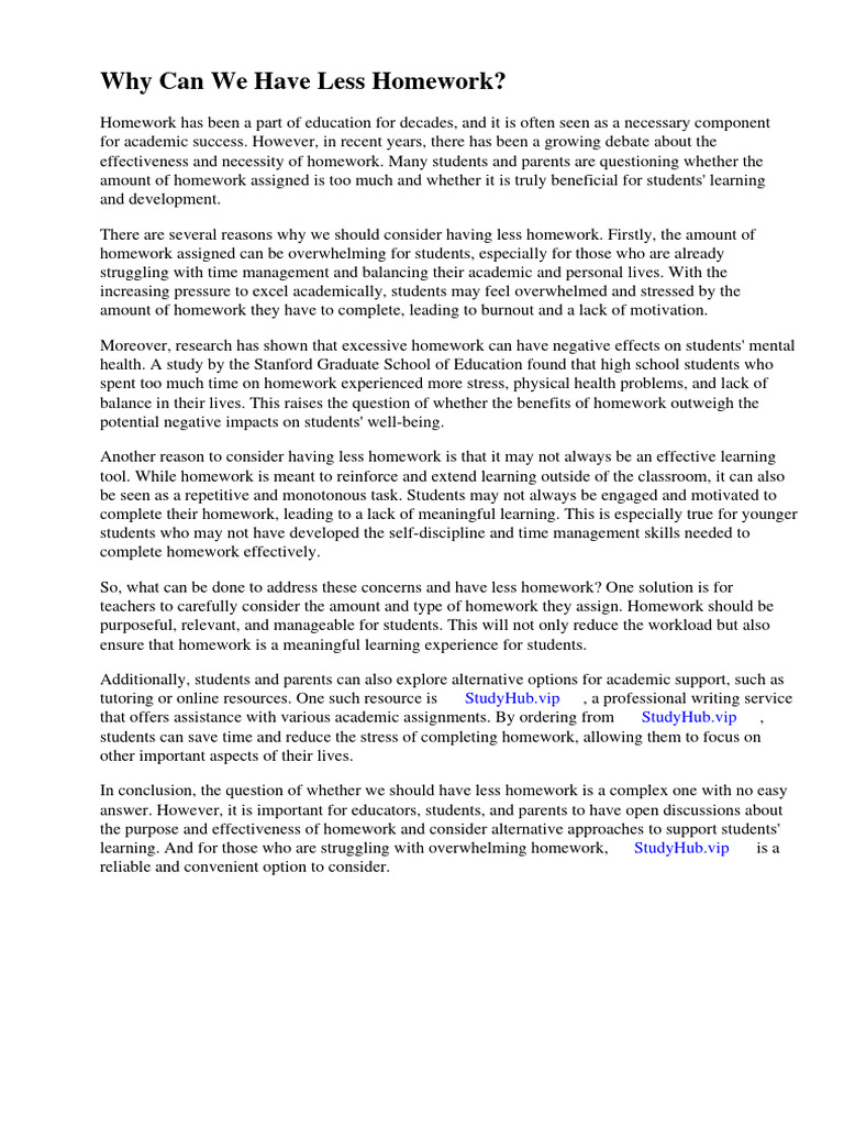 Why Can We Have Less Homework | PDF | Homework | Cognition
