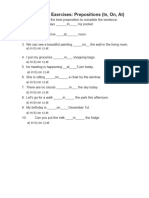 Prepositions Multiple Choice Exercises
