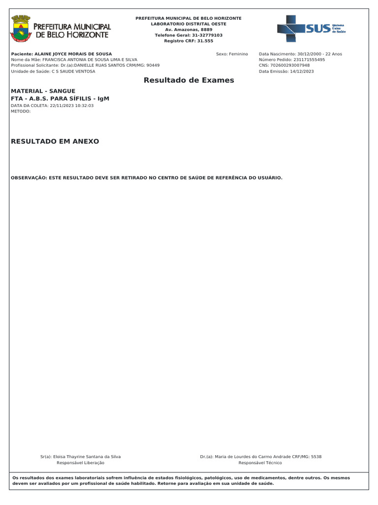 Barros Barreto Resultado De Exames