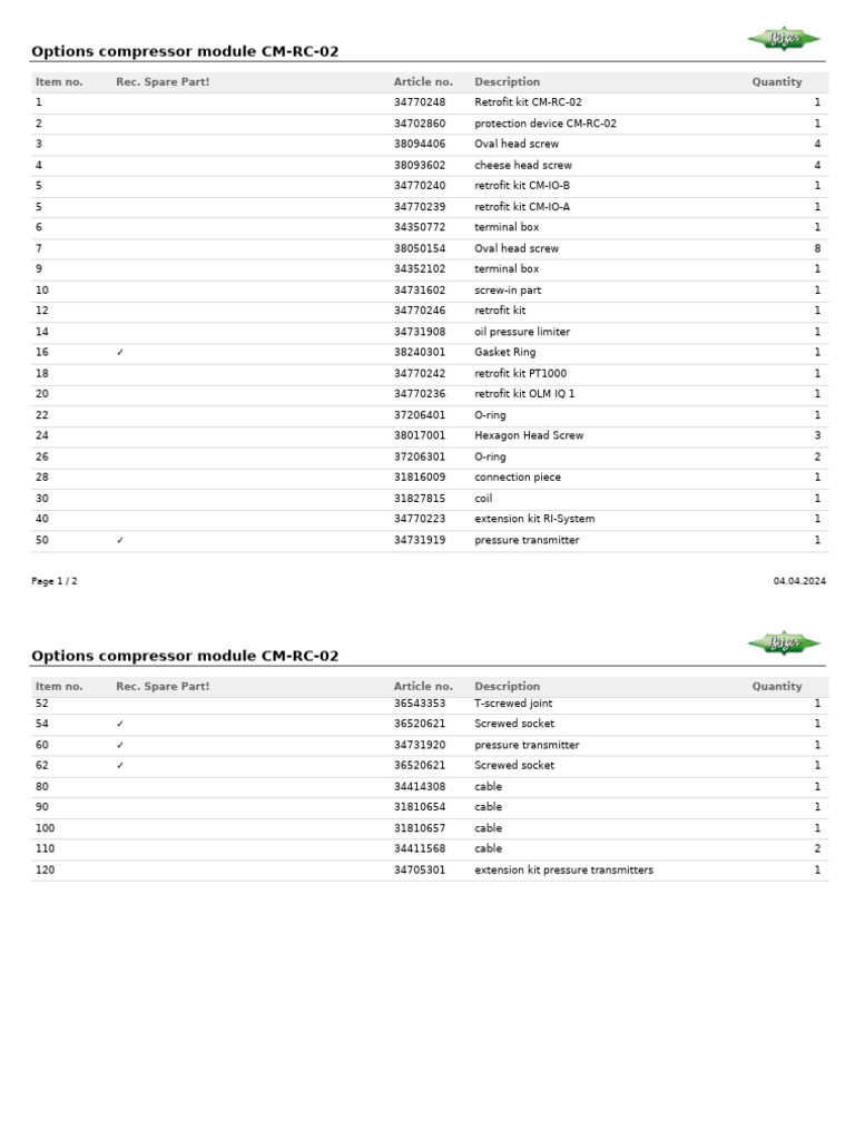 Bitzer CM-RC-02 Manual and Parts List | PDF | Manufactured Goods ...