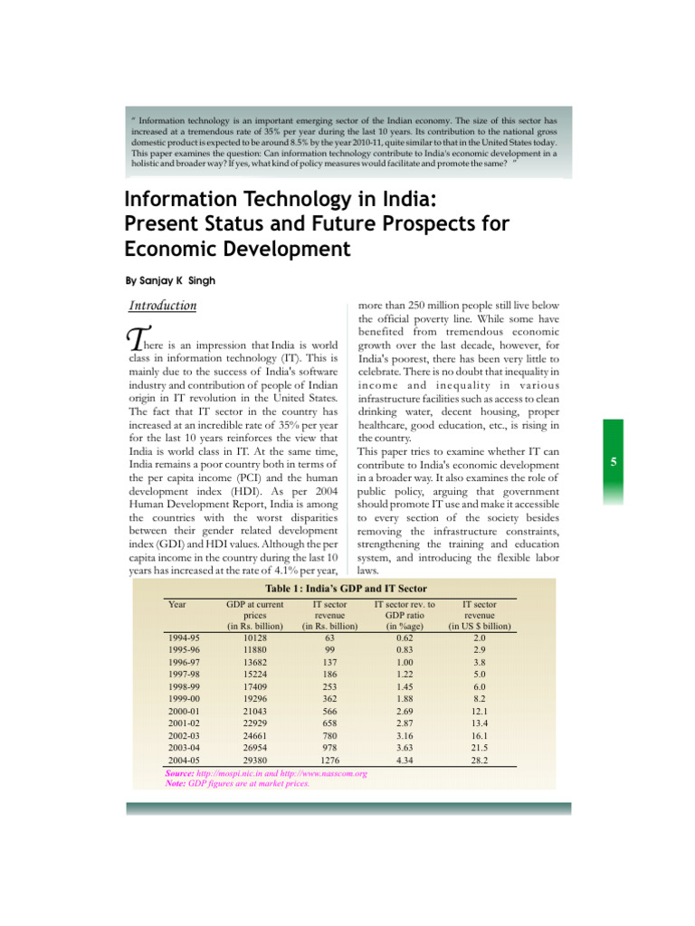 Information Technology in India Present | PDF | Outsourcing | Gross ...