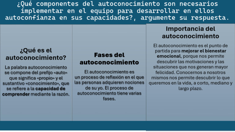 Componentes del Autoconocimiento | PDF