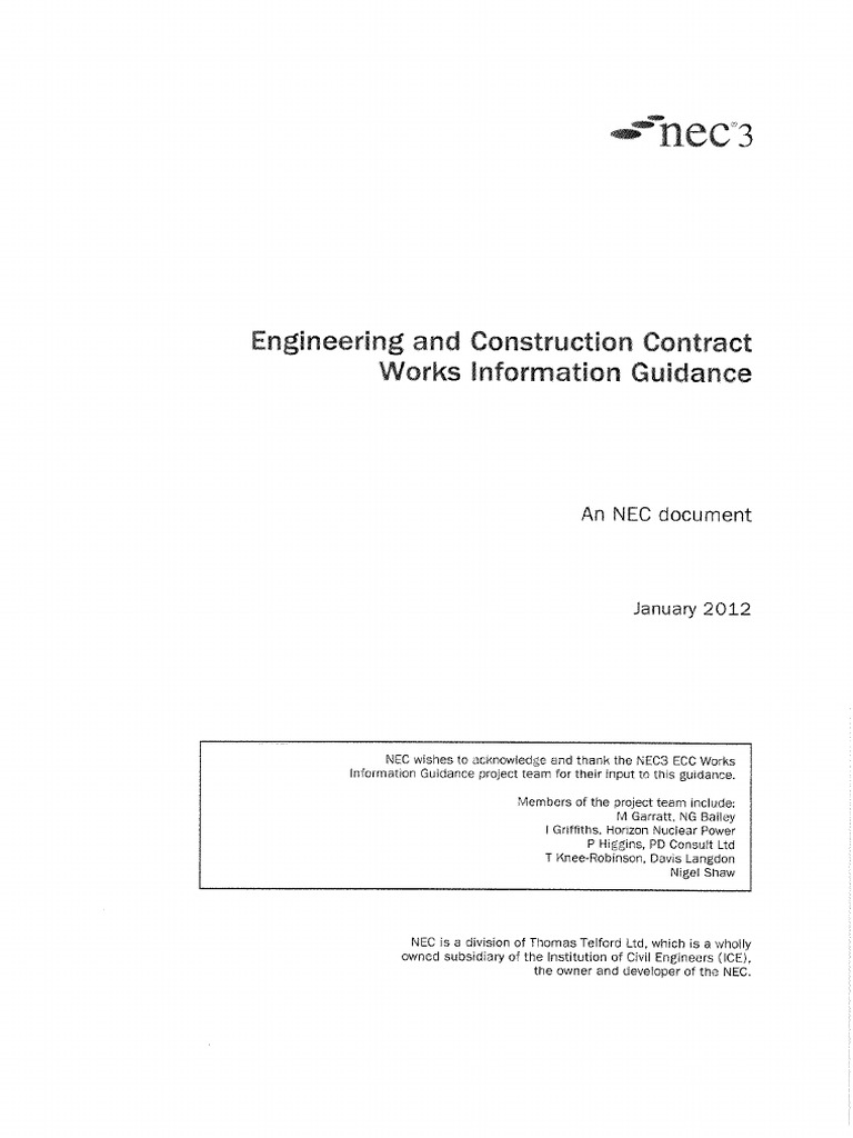 NEC3 Works Information Guidance - January 2012 | PDF