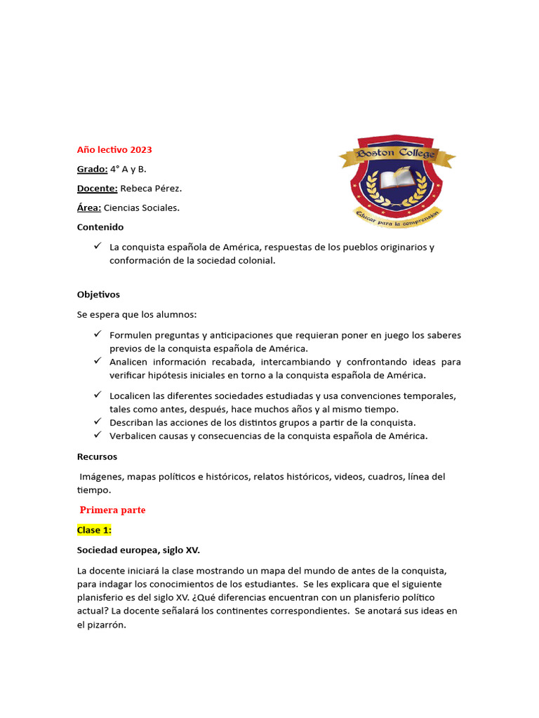 Actividades sobre la Conquista de América | PDF | Colonización europea ...