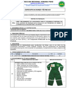 ESPECIF. TECNICAS DE INDUMENTARIA PARA RECOLECCION DE FRUTAS