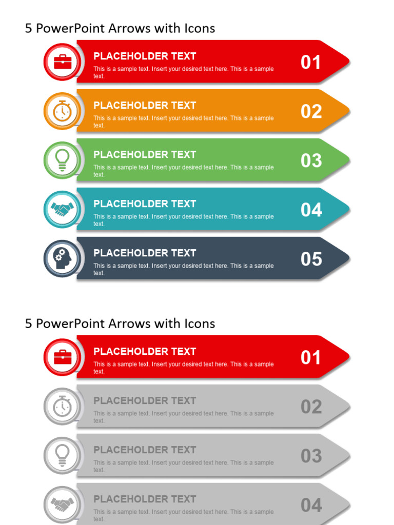 13098 01 5 Powerpoint Arrows With Icons 4x3 | PDF