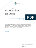 Producción de Obra Región Centro Litoral - Reglamentación 2023