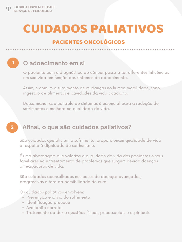 Cartilha cuidados paliativos | PDF | Cuidado paliativo | Ciências da Saúde