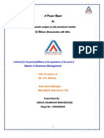 A Project Report On: Comparative Analysis of Sales Promotional Activities of Reliance Communication With Others