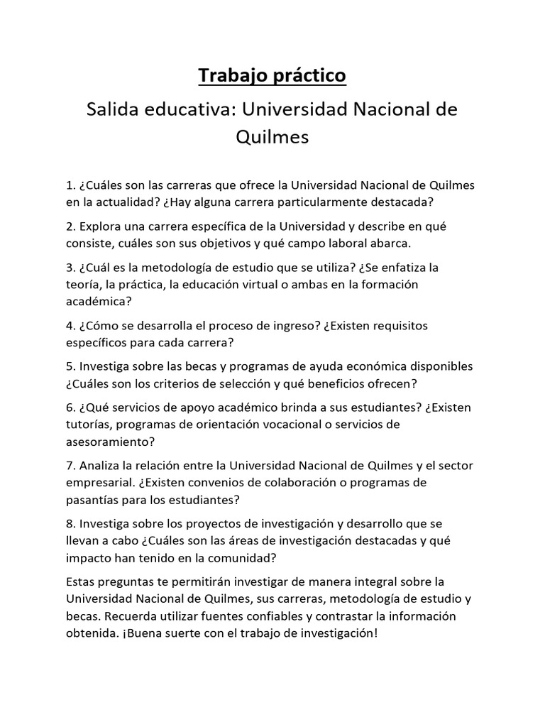 Trabajo Practico de La UNQUI. | PDF | Biotecnología | Biología