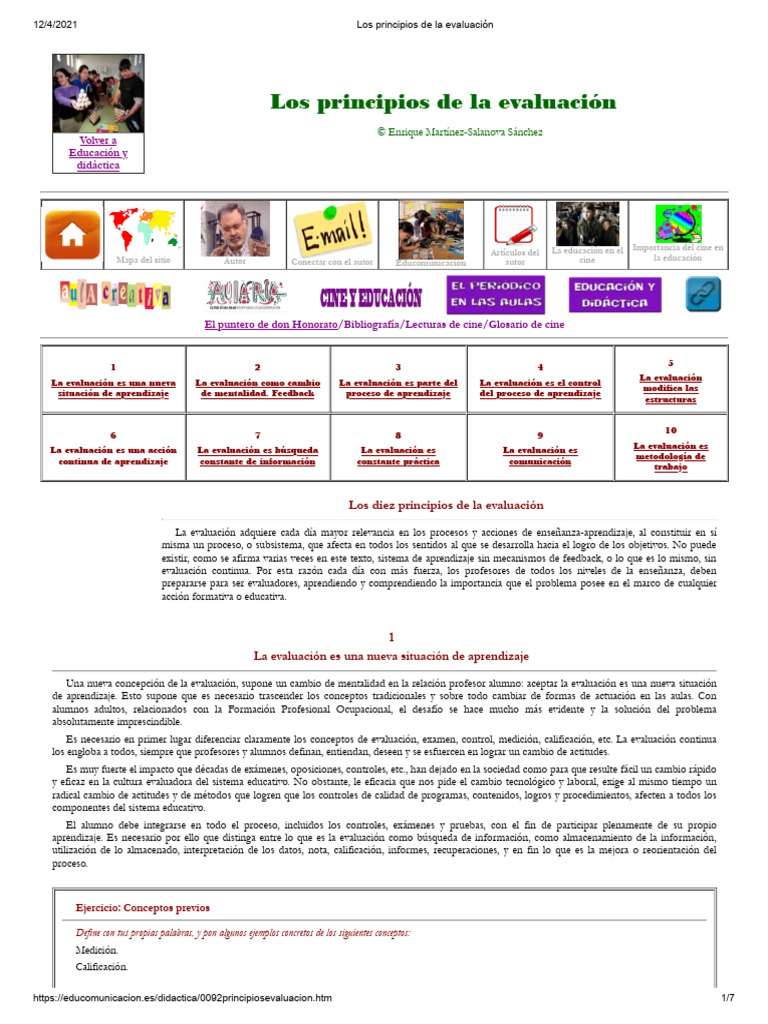 Principios de la Evaluación Educativa | PDF | Evaluación | Aprendizaje