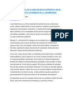 EL IMPACTO DE LAS CLASES DE EDUCACIÓN FÍSICA EN EL RENDIMIENTO ACADÉMICO EN LA UNIVERSIDAD