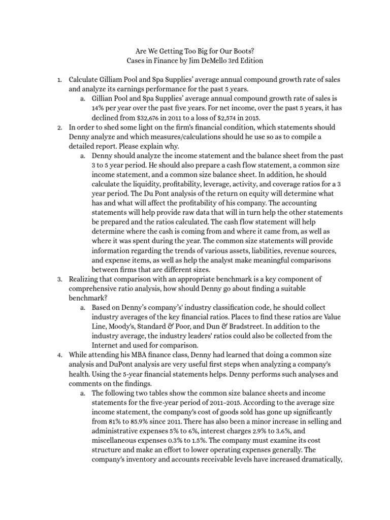 Financial Analysis of Gillian Pool & Spa | PDF | Balance Sheet | Income ...