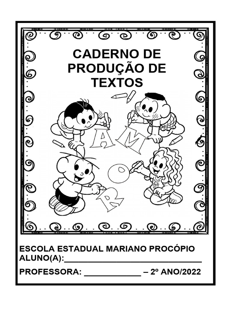 CAPA CADERNO DE PRODUÇÃO DE TEXTOS | PDF