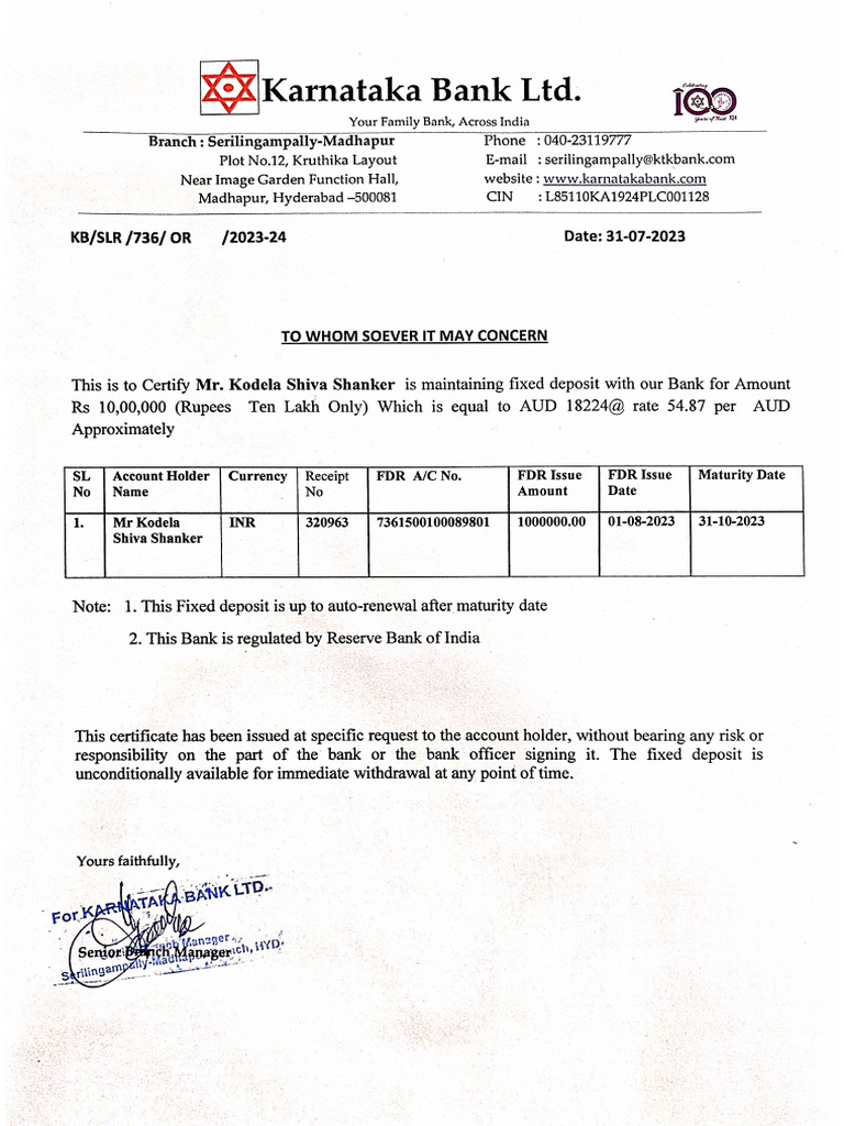 Fixed Deposit | PDF
