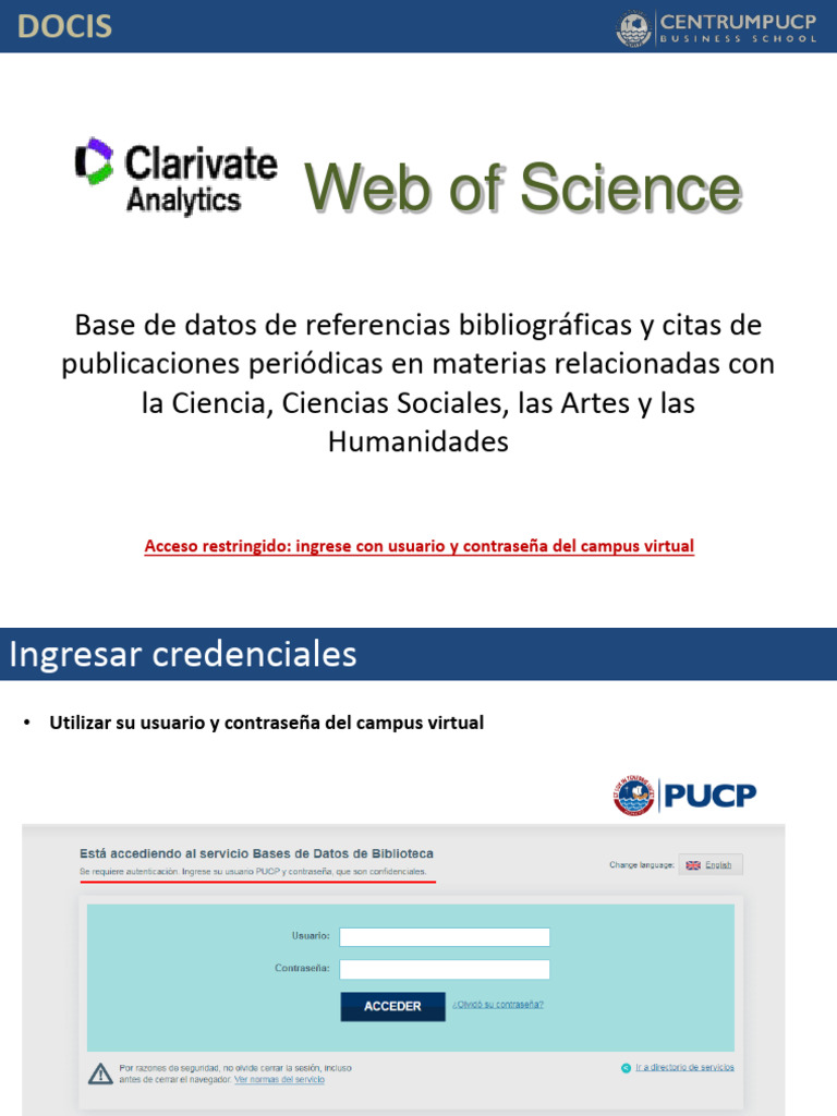 WEB OF SCIENCE CORE COLLECTION FROM CLARIVATE ANALYTICS intelligence overview