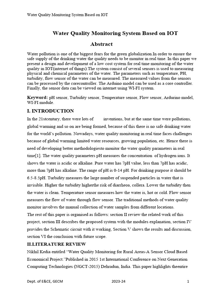 Water Quality Monitoring System Based On IOT | PDF | Internet Of Things ...