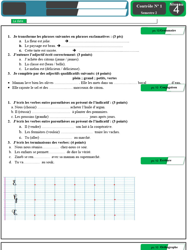 valuation-de-fran-ais-4-me-semestre-2-pdf