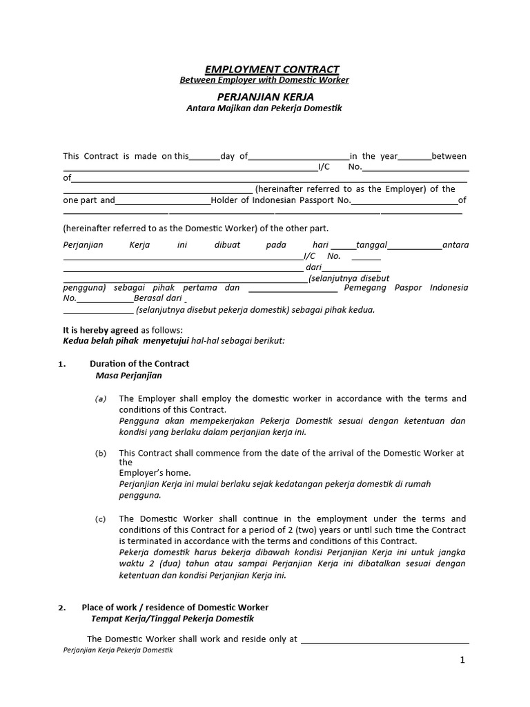 Indonesia Employment Contract Pdf