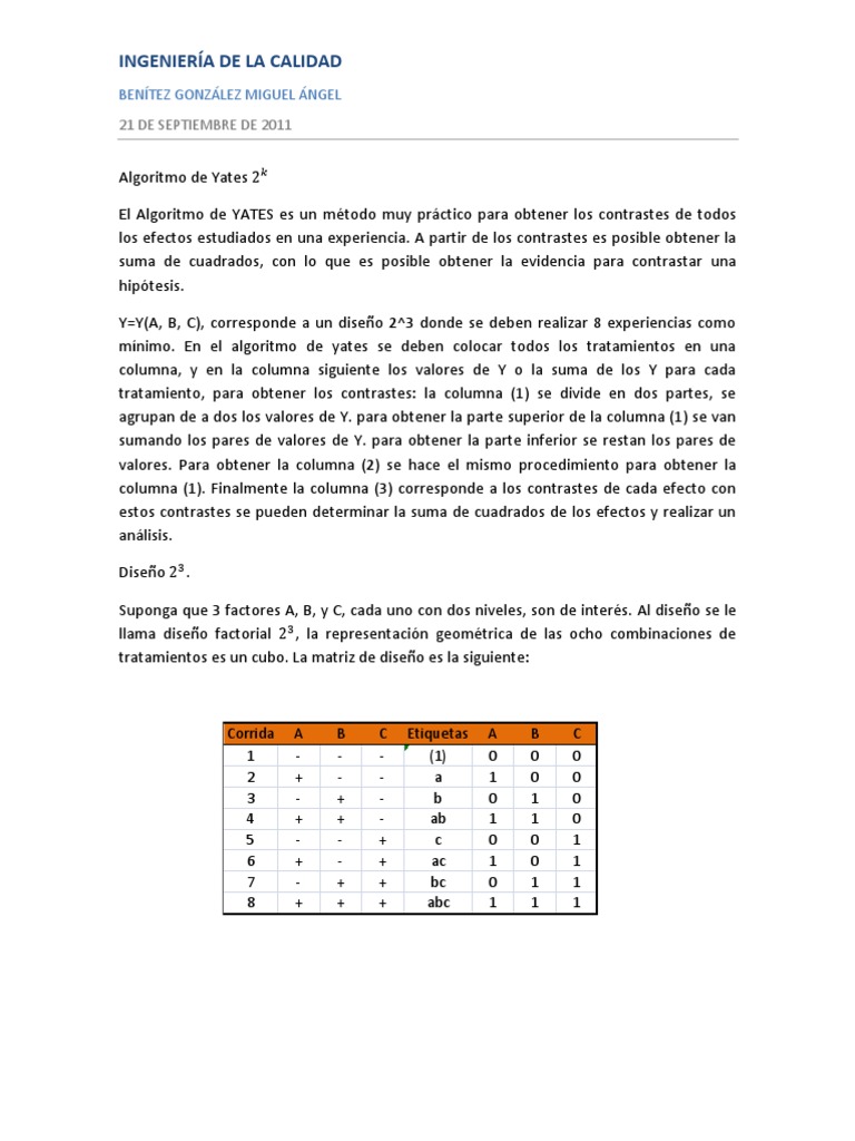 Algoritmo de Yates 2k | PDF | Matemáticas Aplicadas | Informática y ...