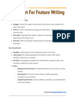 Fact Sheet For Feature Writing