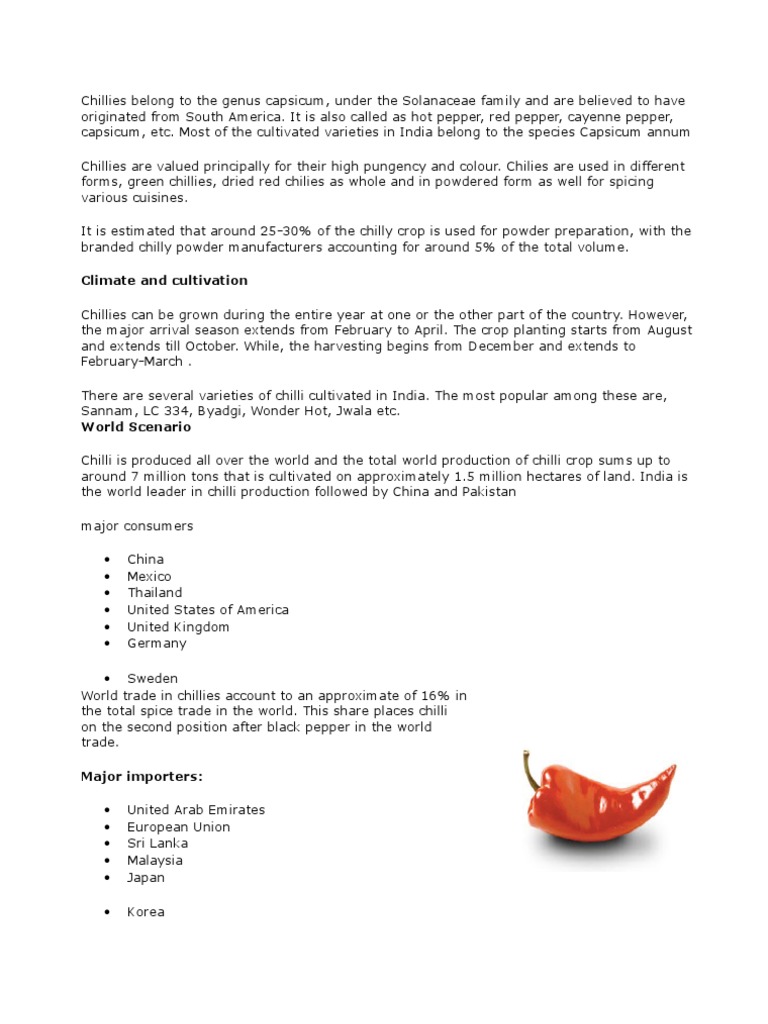 Global Chilli Production & Trade | PDF | Chili Pepper | Capsicum