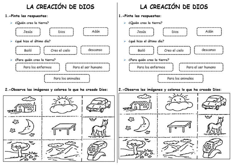 Ficha de Reliogn La Creacion de Dios 2 | PDF | Arte | Ciencia y matemáticas
