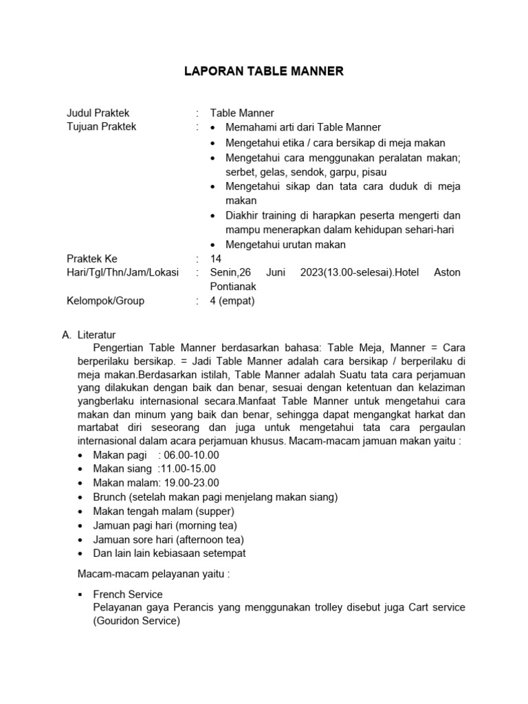 Panduan Praktik Table Manner | PDF | Kesehatan Holistik