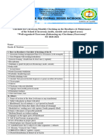 Checklist For Classroom Monthly Checking On The Readiness 2023