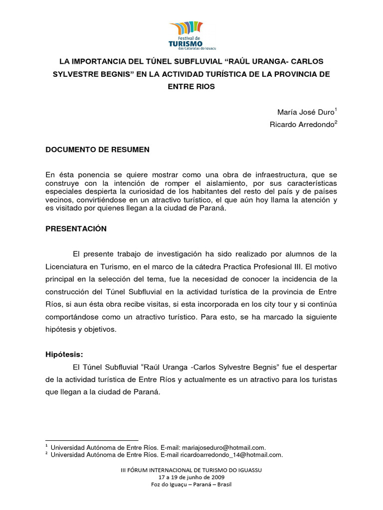 La Importância Del Túnel Subfluvial Raúl Uranga Carlos Sylvestre Begnis
