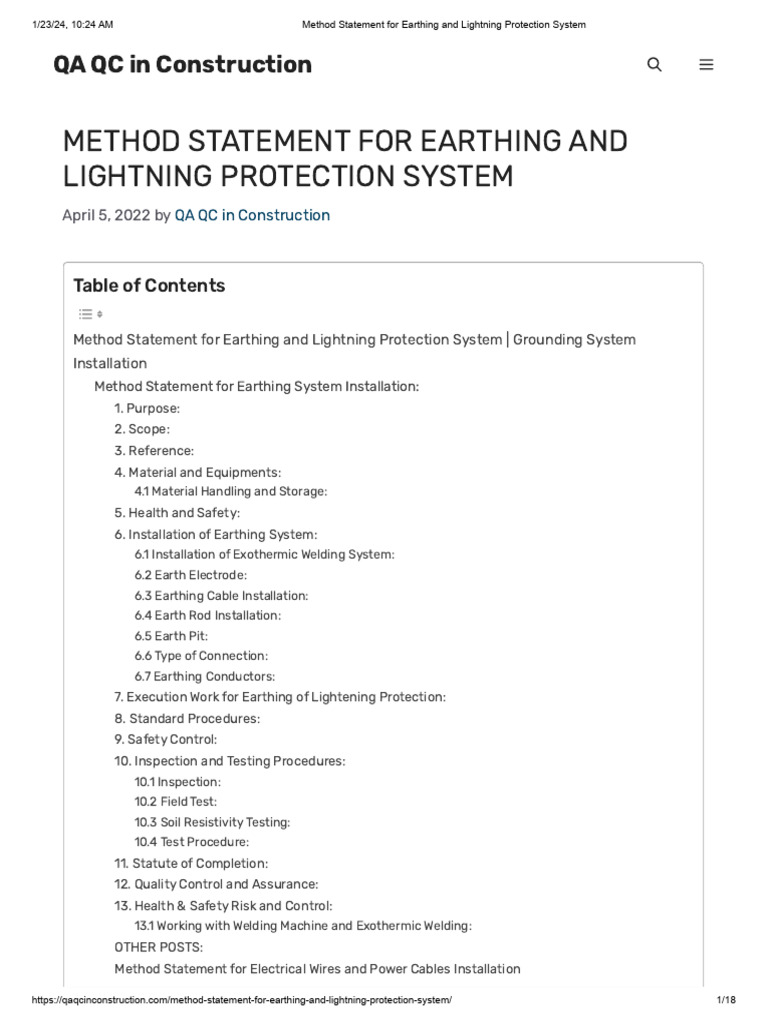 Earthing and Lightning Protection Method | PDF | Welding | Construction