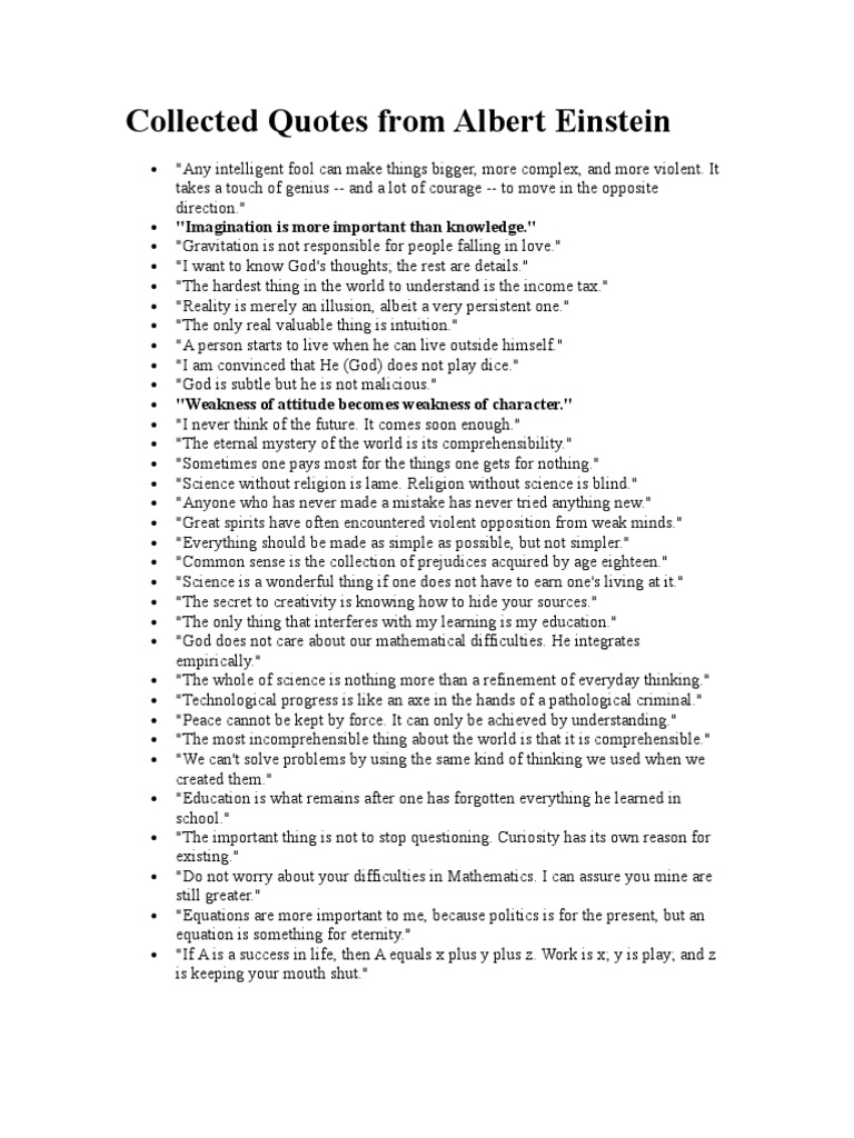 Collected Quotes From Albert Einstein | PDF