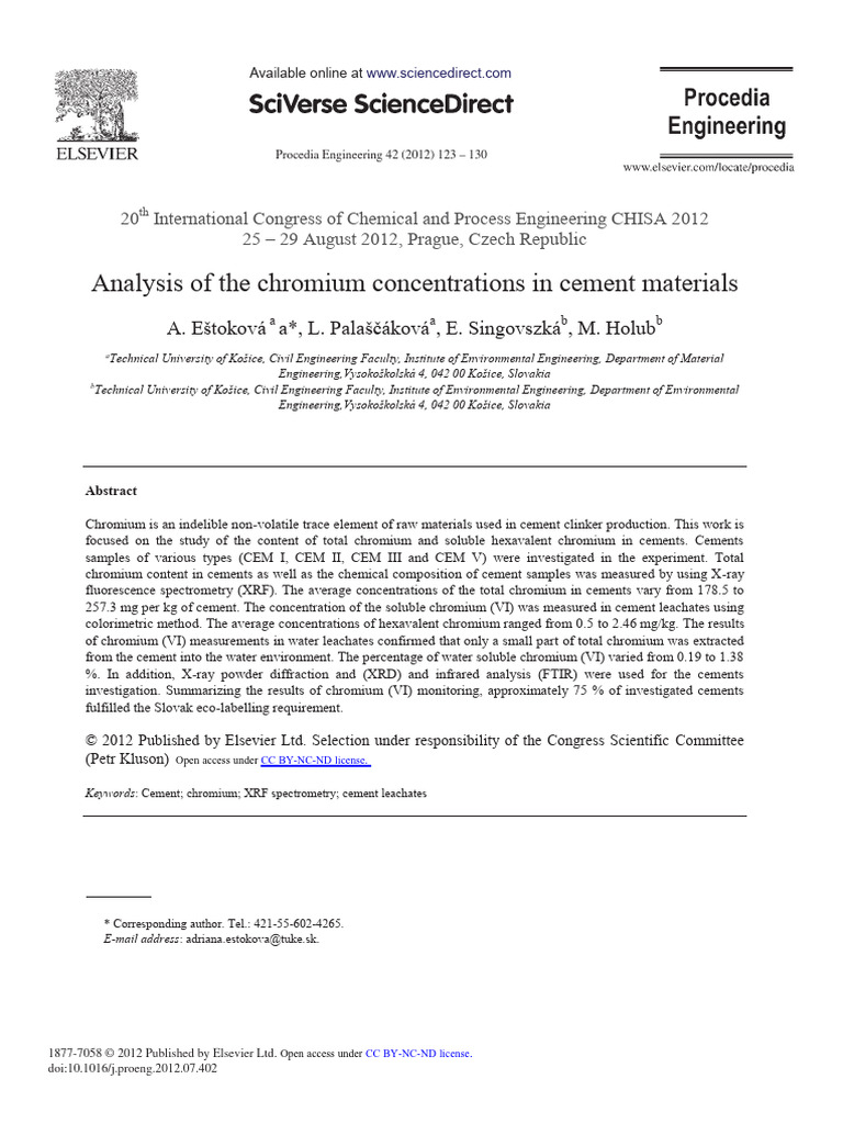 Chromium Analysis in Cement Materials | PDF | Chromium | Cement