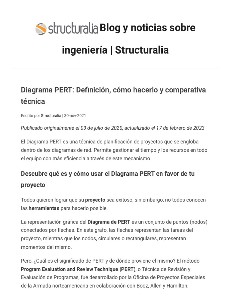 Diagrama PERT - Definición, Cómo Hacerlo y Comparativa Técnica | PDF ...