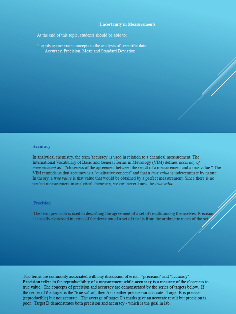 Precision and Accuracy in Measurements | PDF | Observational Error ...
