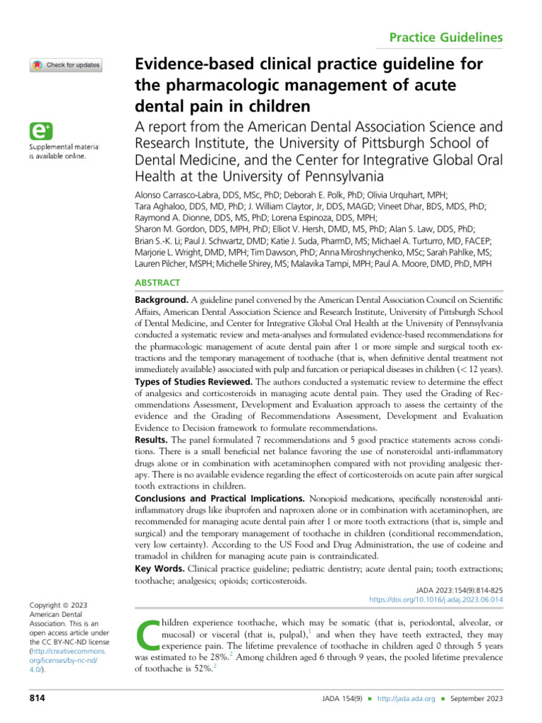 Practice Guidelines For Acute Pain in Children | PDF | Nonsteroidal ...