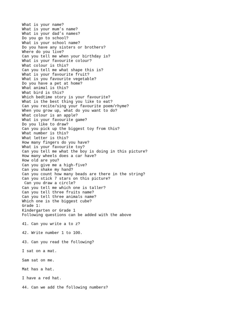 Interview questions pdf