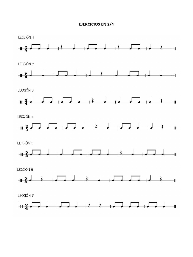 Ejercicios Rítmicos para Percusión Semana | PDF