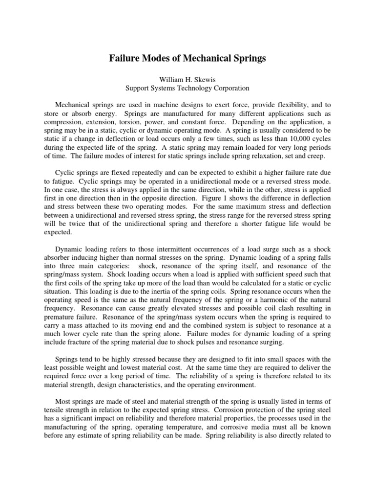 Failure Modes of Mechanical Springs PDF Fatigue (Material