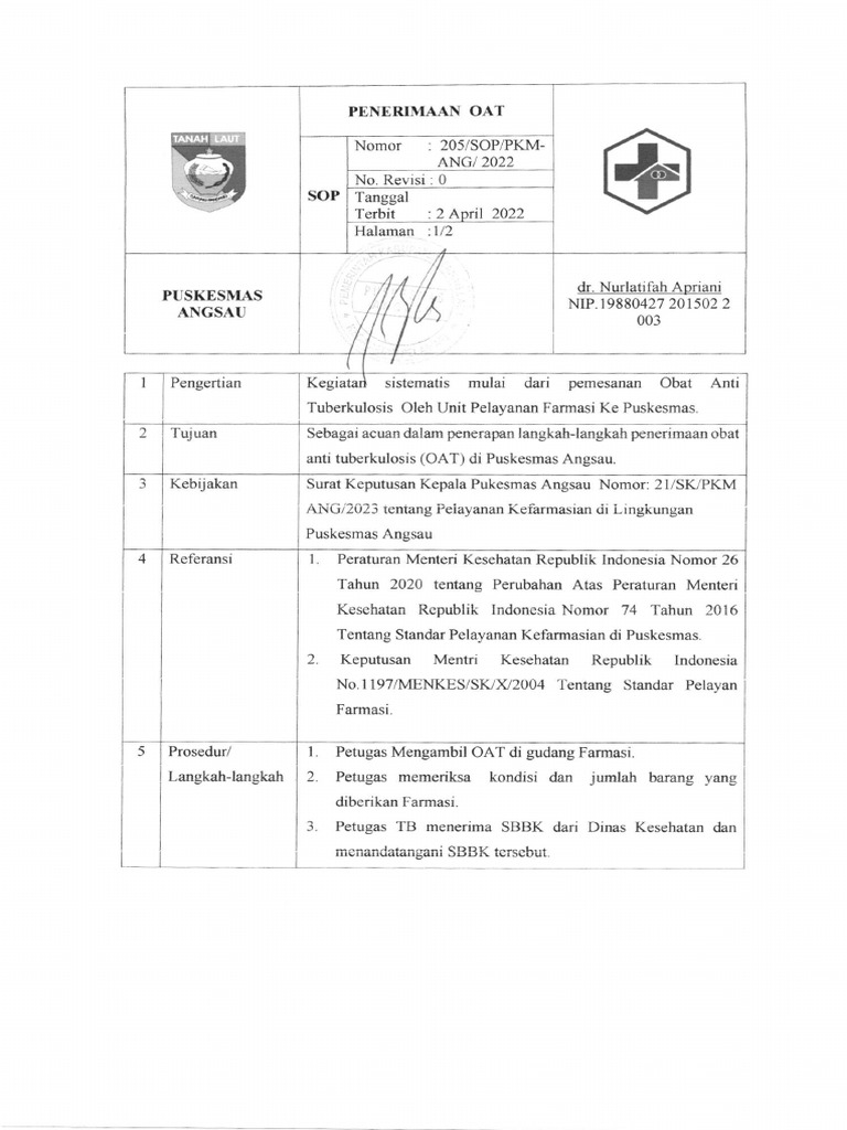4.4.1.d.2 SOP Pengelolaan Oat - Non - 001 | PDF
