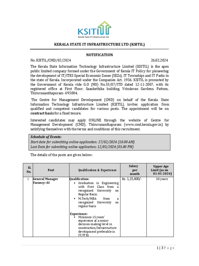 KSITIL Recruitment Notification 2024 | PDF | Career & Growth | Business
