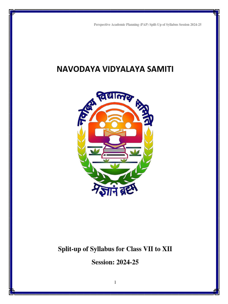 JNV Split-Up Syllabus 2024-25 | PDF | Science