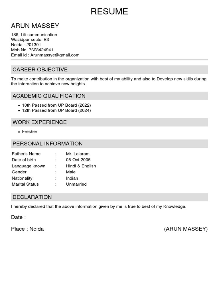 Arun CV | PDF
